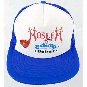 Vtg Shriners Moslem Mason Snapback Trucker Hat Cap Pin, Detroit Michigan Lancers